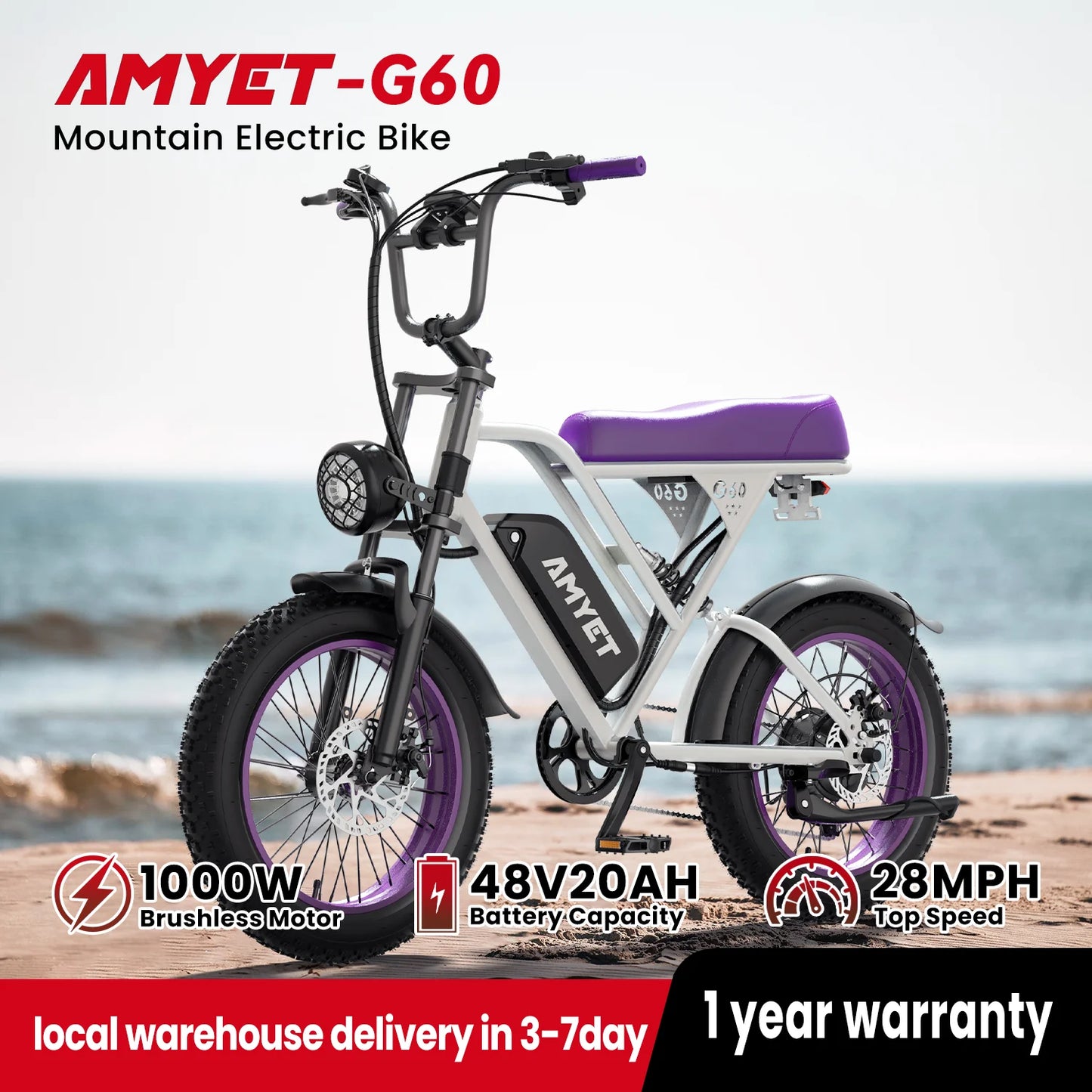 AMYET V9 G60 1000W Electric Mountain Ebike Trail Ready
