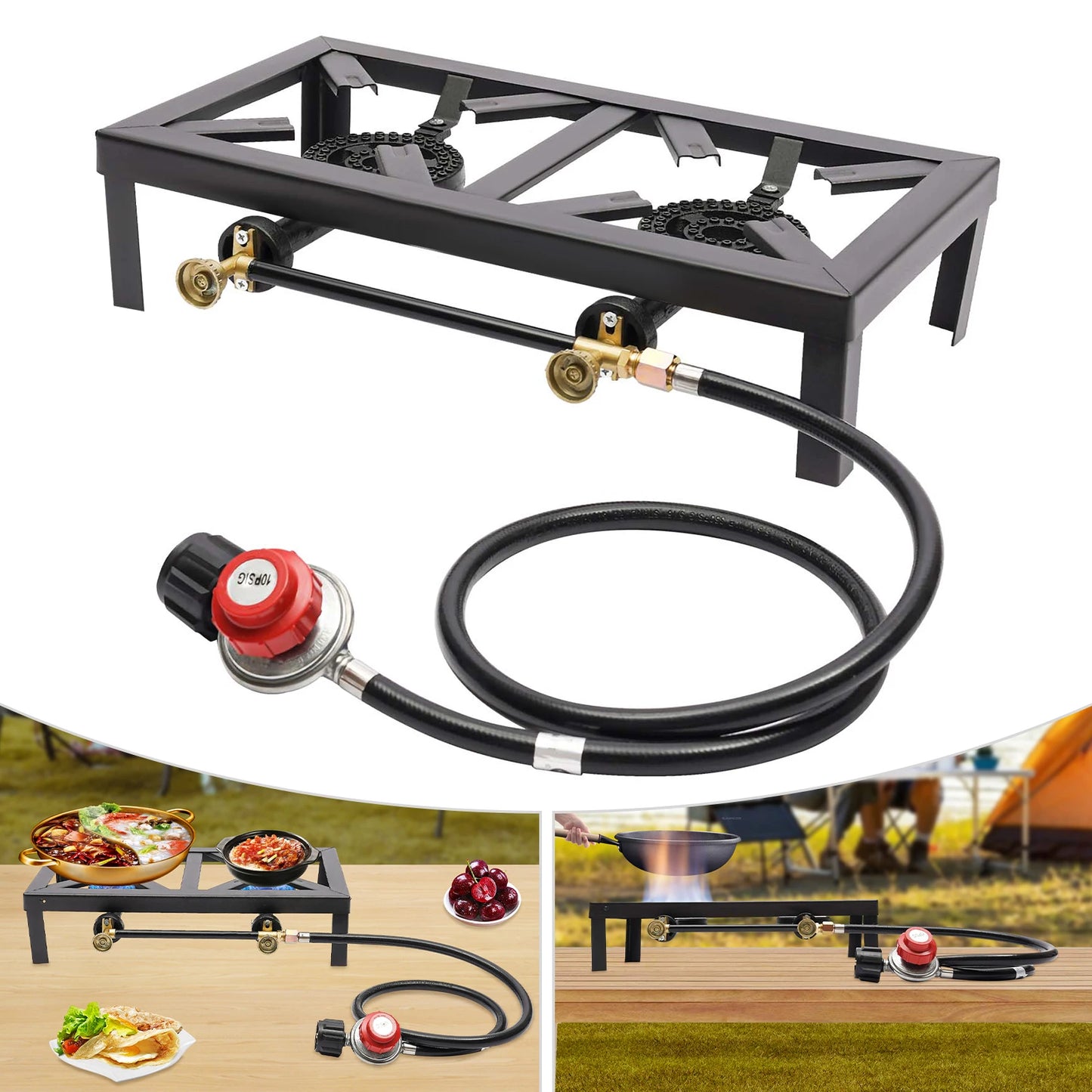 Portable Camping Gas Stove Double Burner Propane Cooker