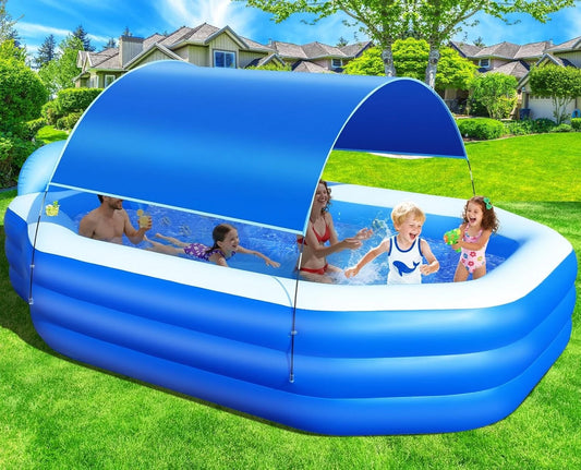 Inflatable Pool With Canopy For Adults With Seats Backrest