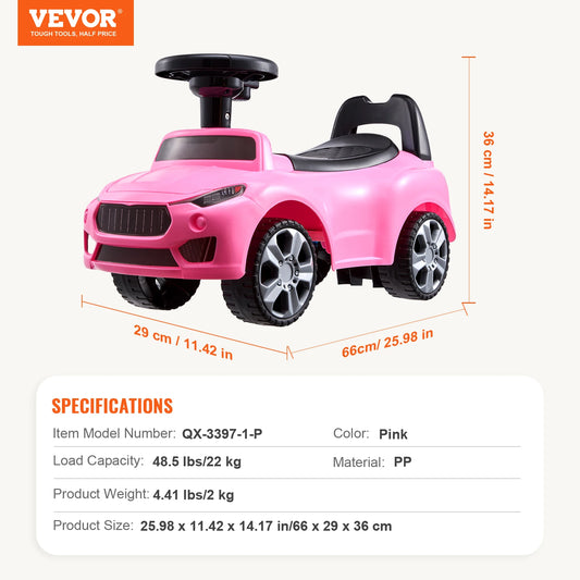 SucceBuy Ride On Push Car For Kids Toy With Music Steering