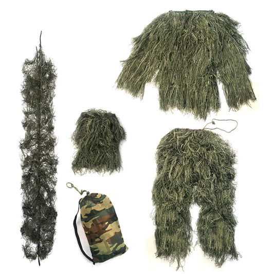 Ghillie Suit Camouflage Set With Jacket Pants Hood Bag
