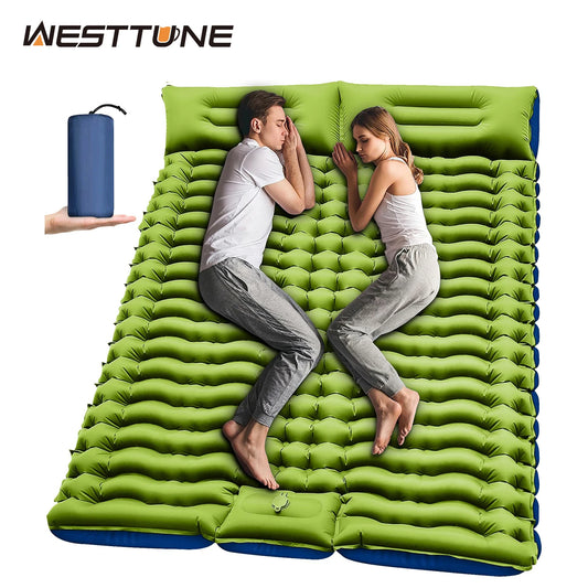 West Tune Double Sleeping Pad Built In Foot Pump Inflatable