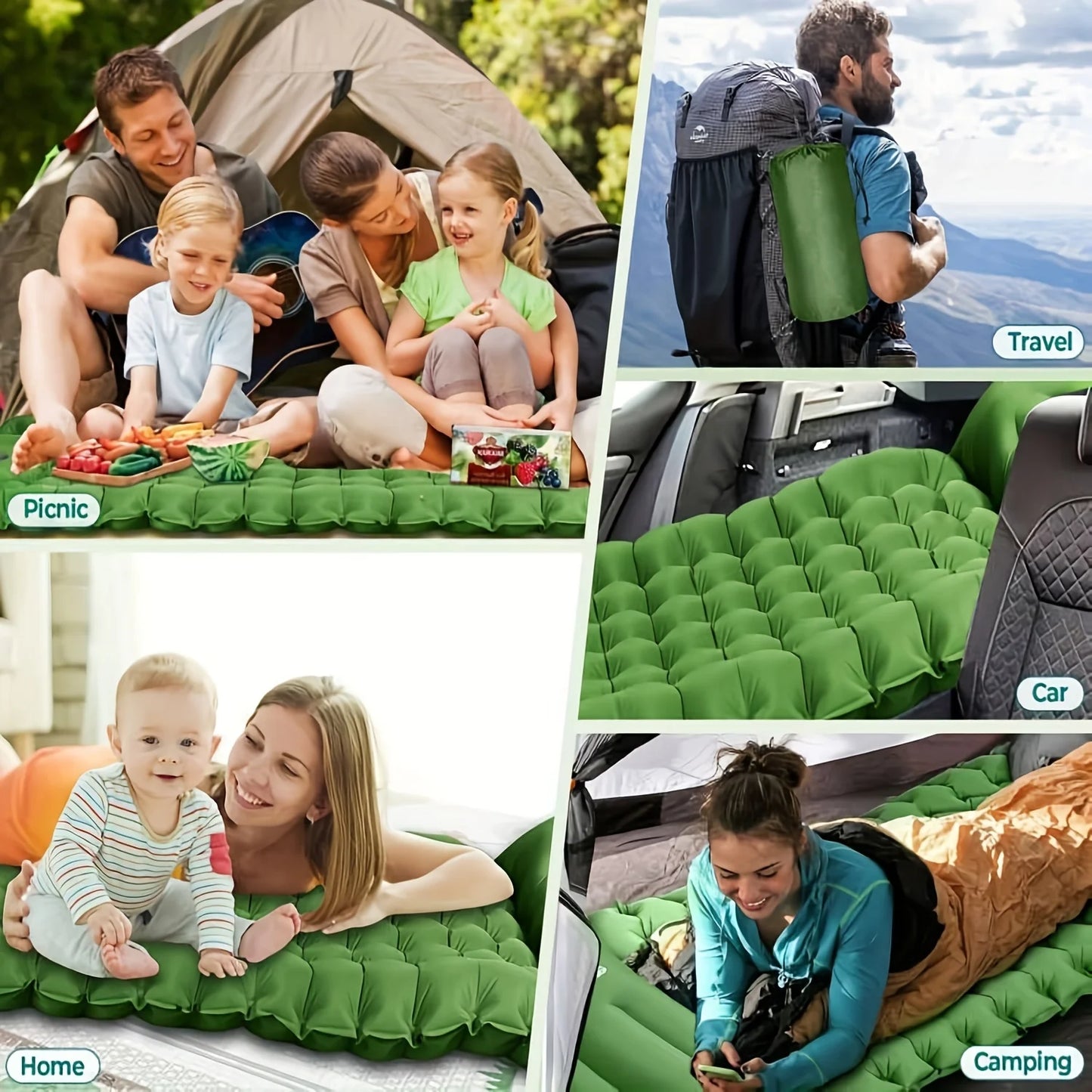 By Inflating Thick Inflatable Sleeping Mat With Pillow