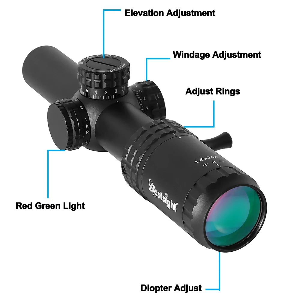 Bestsight 1 To 5x24 Tactical Rifle Scope With Reticle