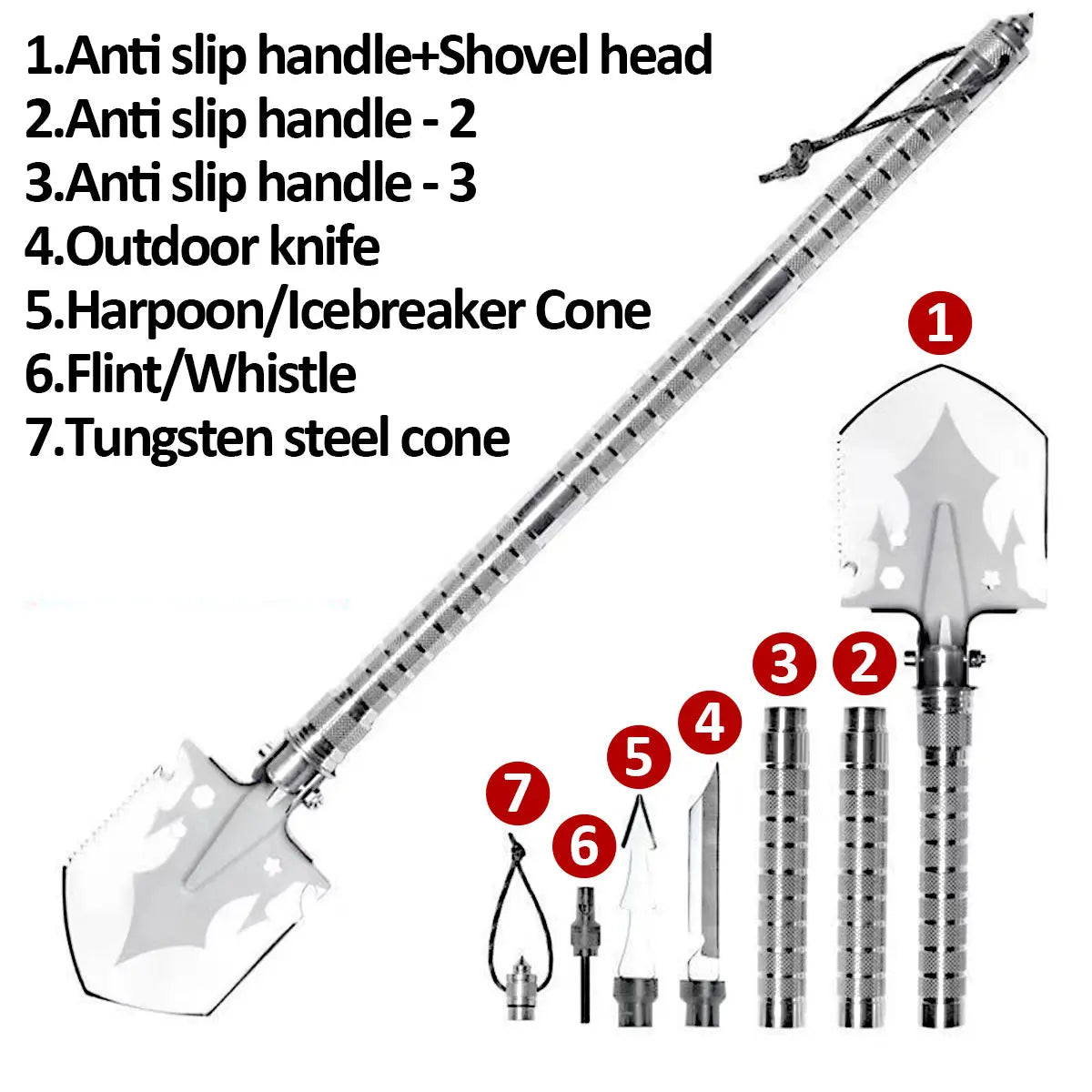 Skywolfeye Multi Tool Shovel Foldable Camping Gear Kit