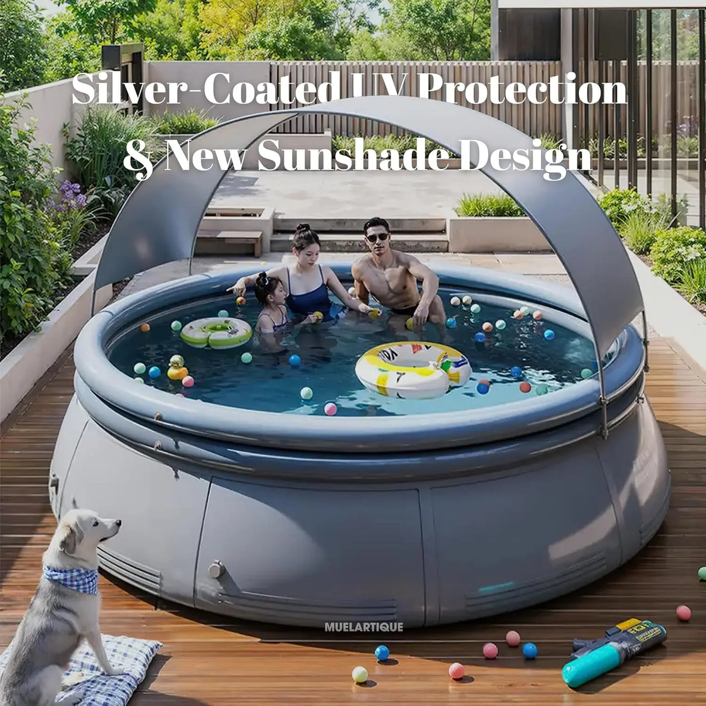 XMSJ Inflatable Pool With Canopy For Kids And Adults