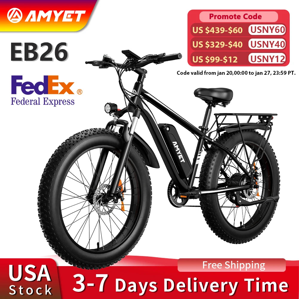 AMYET Electric Bike EB26 1500W 48V Fat Tire Mountain