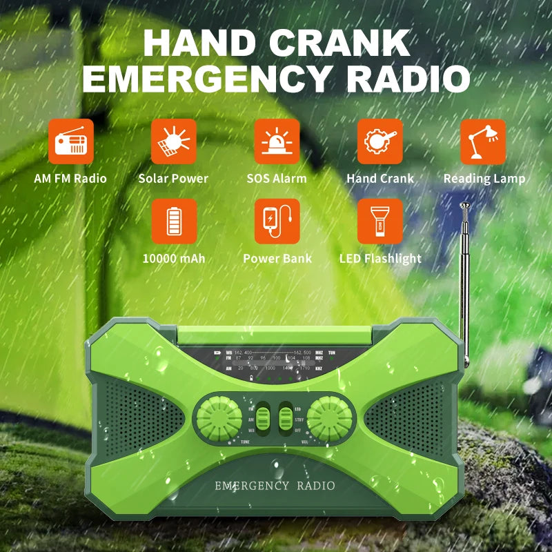 Hign-concerned 10000mAh Charger Solar Hand Crank Radio