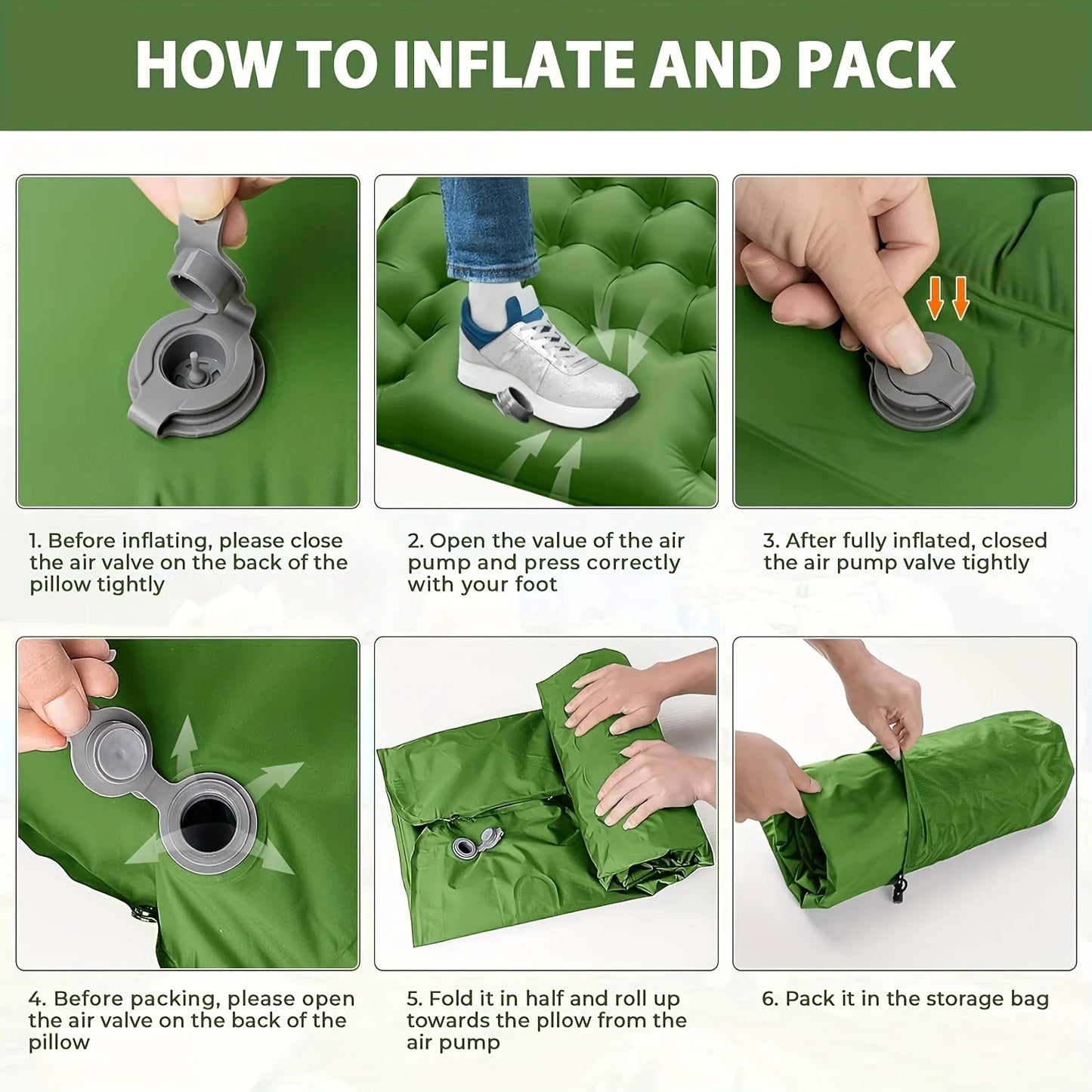 By Inflating Thick Inflatable Sleeping Mat With Pillow