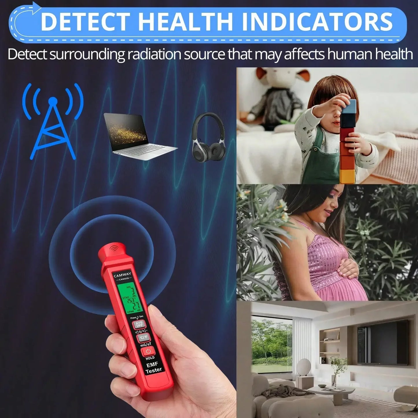 Hign-Concerned EMF Meter Digital Field Detector Handheld