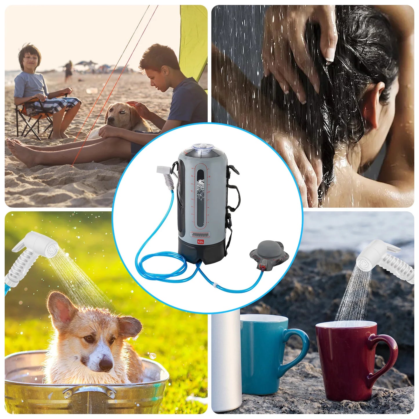 Solar Camping Shower With Pump Portable Outdoor Shower