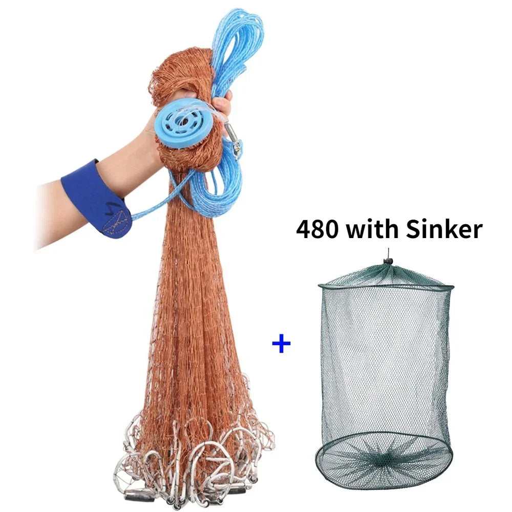Cast Net Fishing Hand Throw Net Outdoor Tool USA Net
