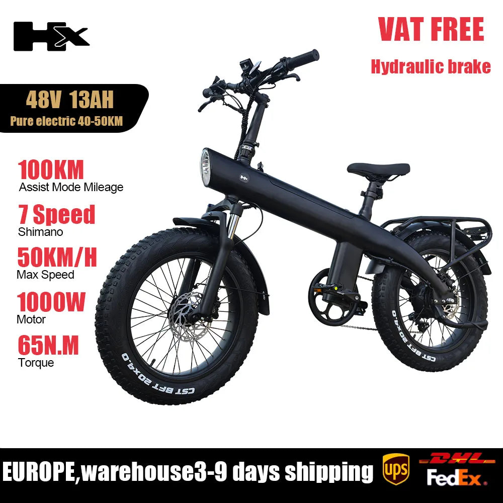Huanci Q3 2000W Folding Electric Bike Fat Tire 48V 20Ah