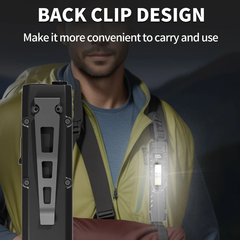 MOJOYCE 1200LM LED Flashlight With Pen Clip IPX44 Waterproof