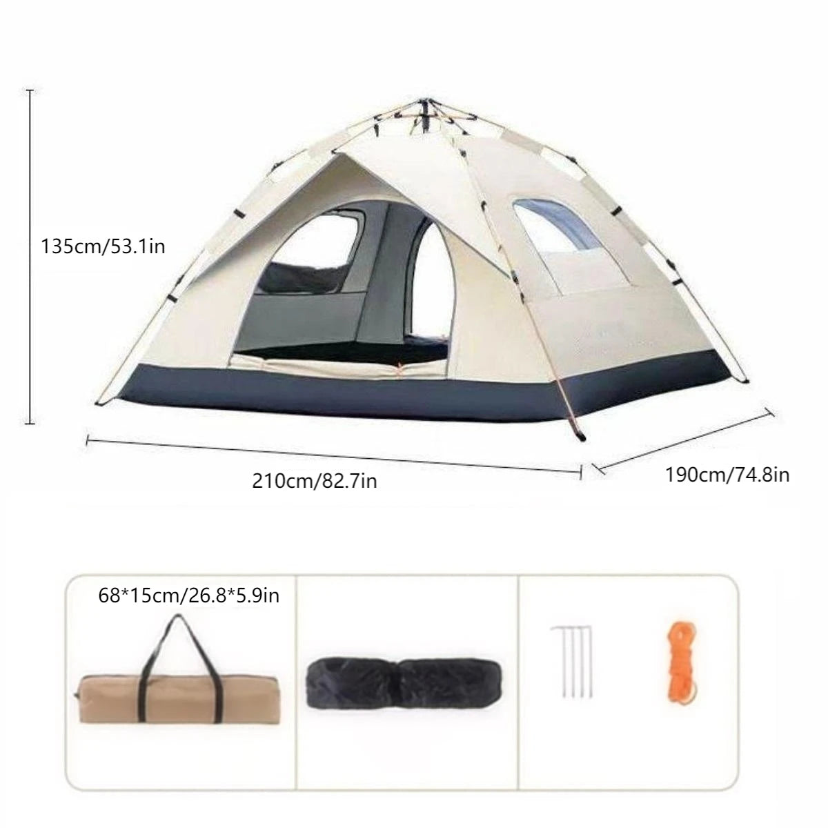 Pakicetus Automatic Quick Opening Camping Tent With Doors