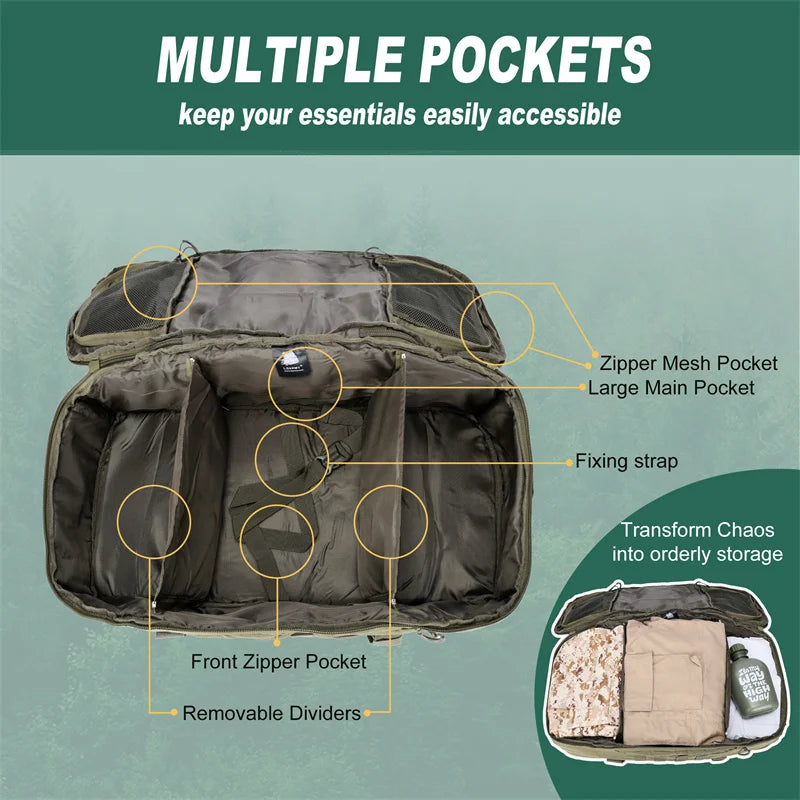LQARMY Tactical MOLLE Backpack for Hiking and Camping