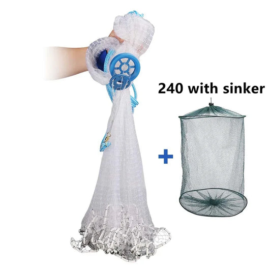 Cast Net Fishing Hand Throw Net Outdoor Tool USA Net