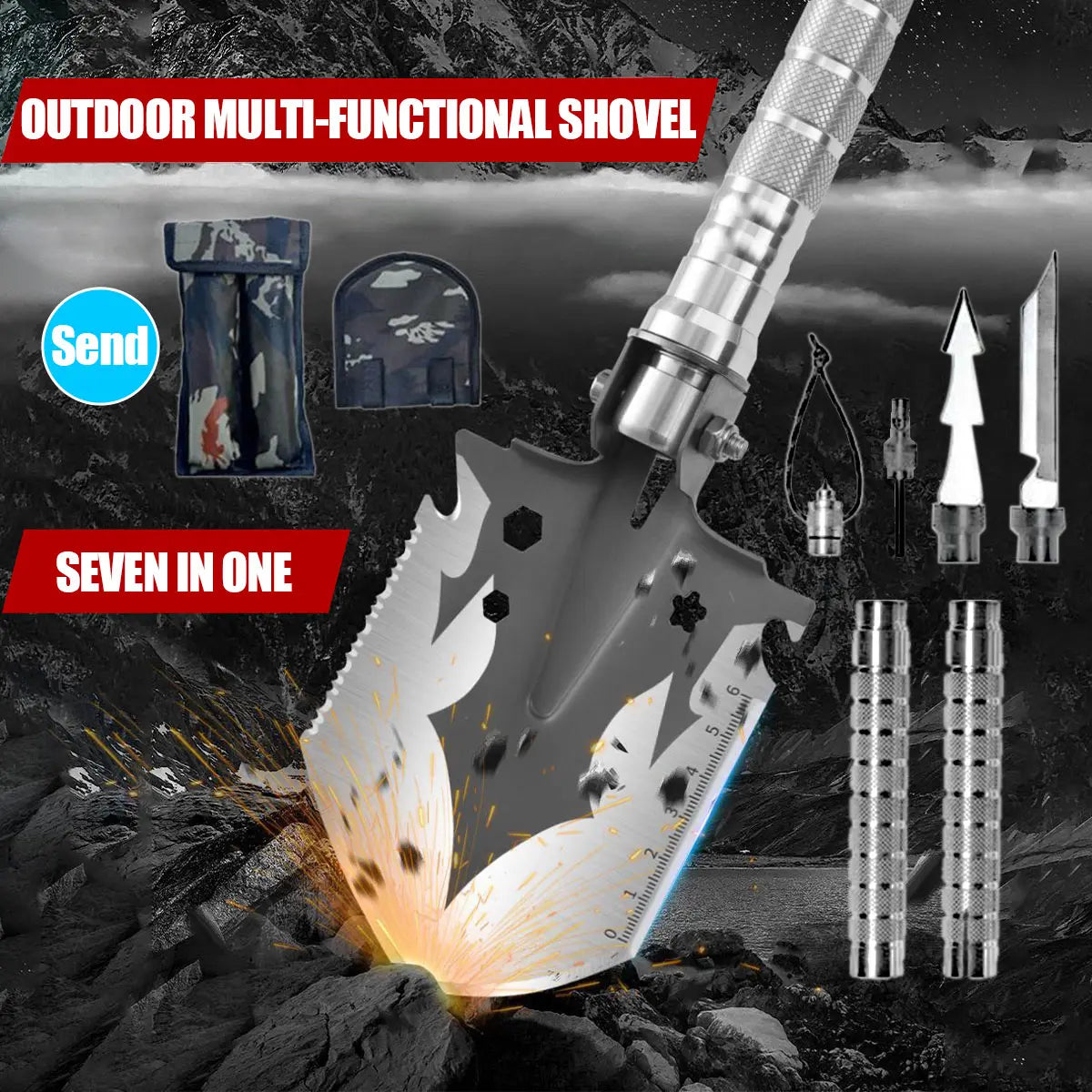 Skywolfeye Multi Tool Shovel Foldable Camping Gear Kit