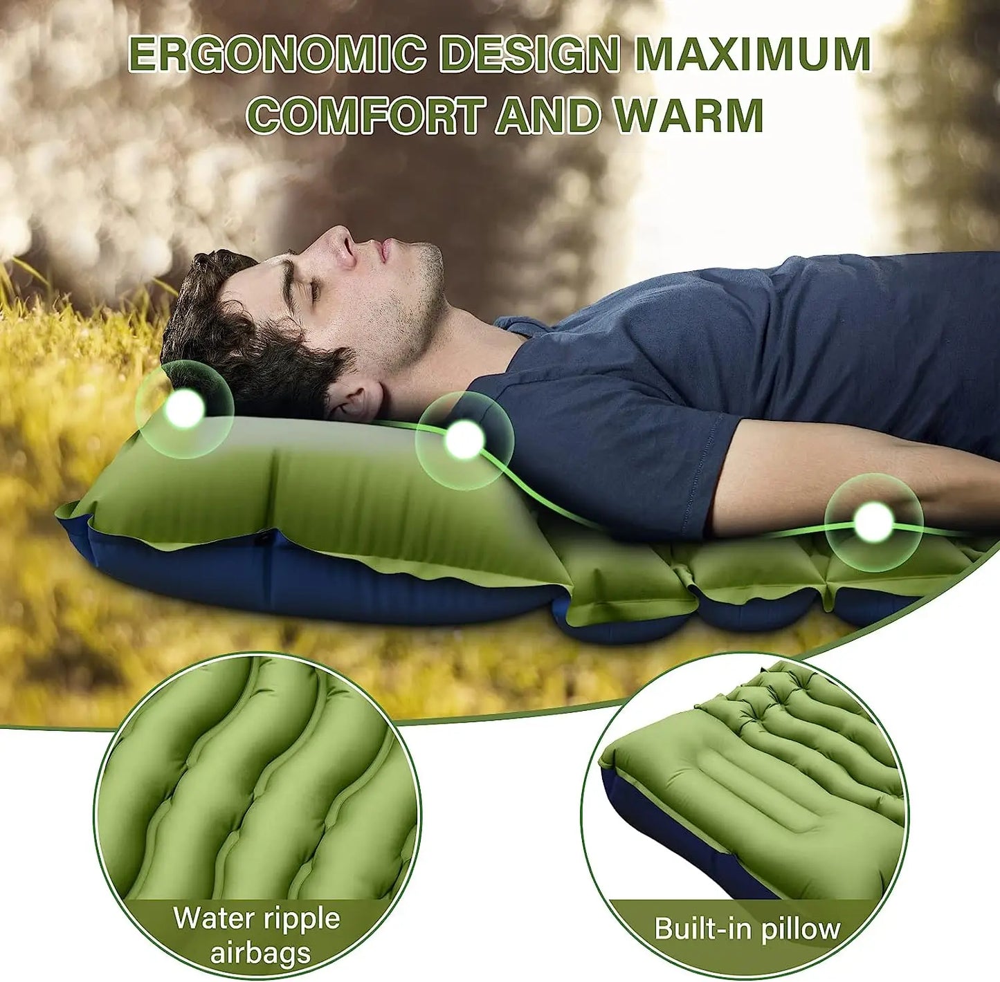 By Inflating Thick Inflatable Sleeping Mat With Pillow