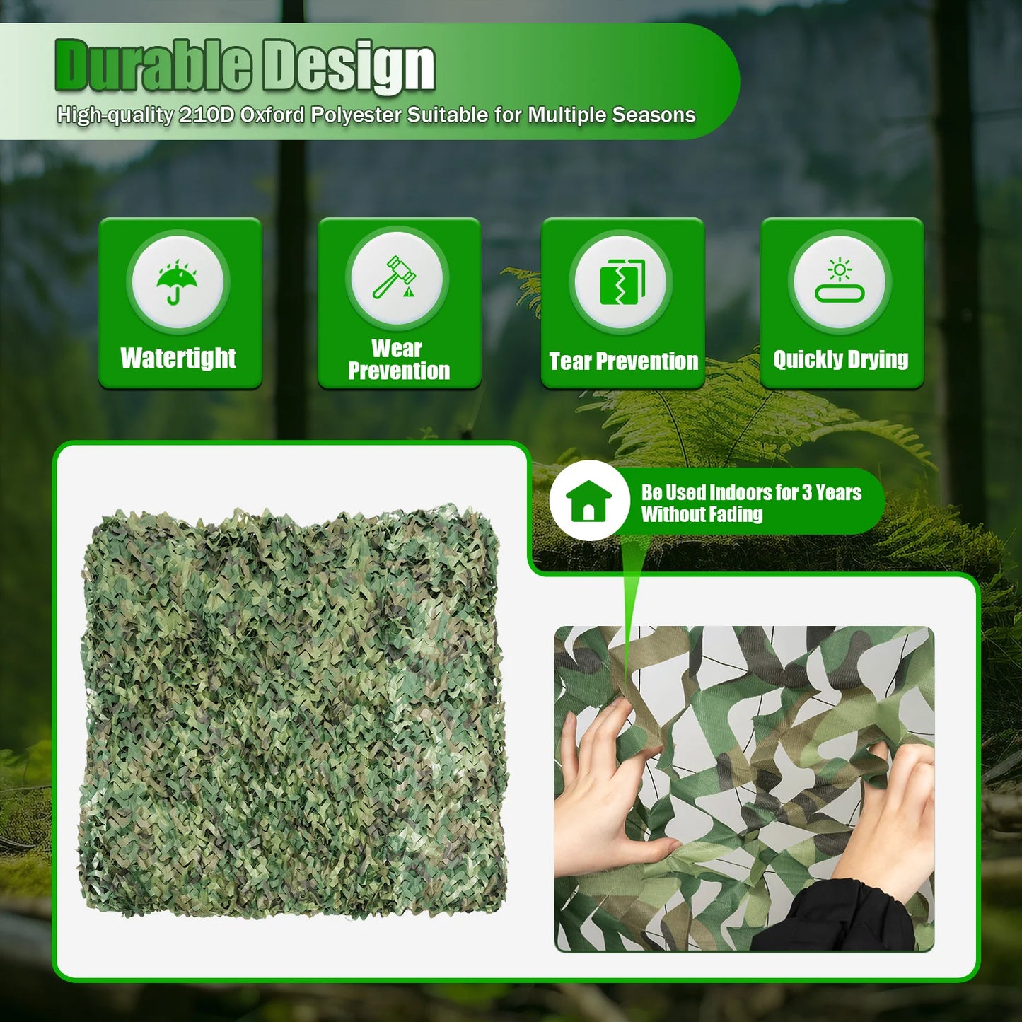 Camouflage Hunting Net Lightweight Waterproof Outdoor Use